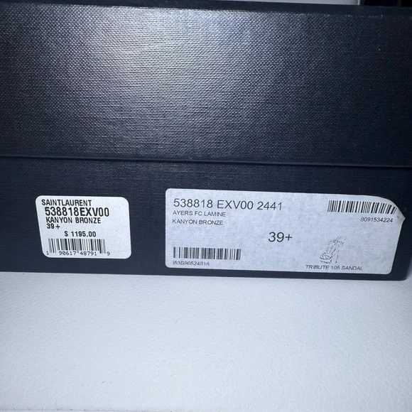 PRE-OWNED - Yves Saint Laurent Tribute Metallic Snakeskin Heel Sandals Size 39.5 - Picture 11 of 14